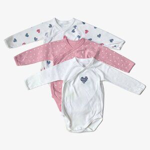 Petit Bateau – Long-Sleeve Onesies (Set of 3, Size 12 months / 74 cm, run small)